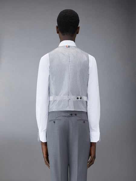SUPER 120'S TWILL 5 BUTTON VEST MED GREY