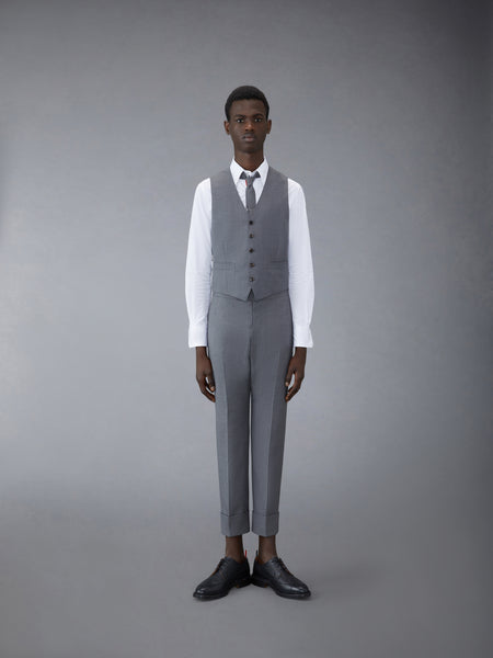 SUPER 120'S TWILL 5 BUTTON VEST MED GREY
