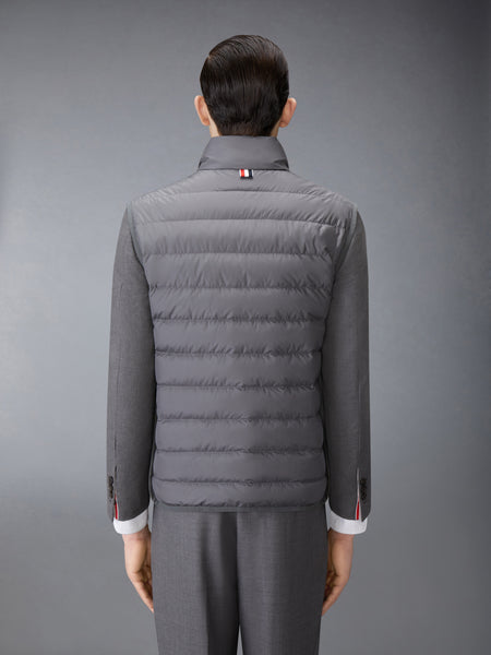 ULTRA LIGHT NYLON TECH FUNNEL NECK DOWN VEST DARK GREY