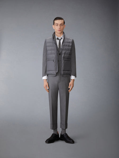 ULTRA LIGHT NYLON TECH FUNNEL NECK DOWN VEST DARK GREY