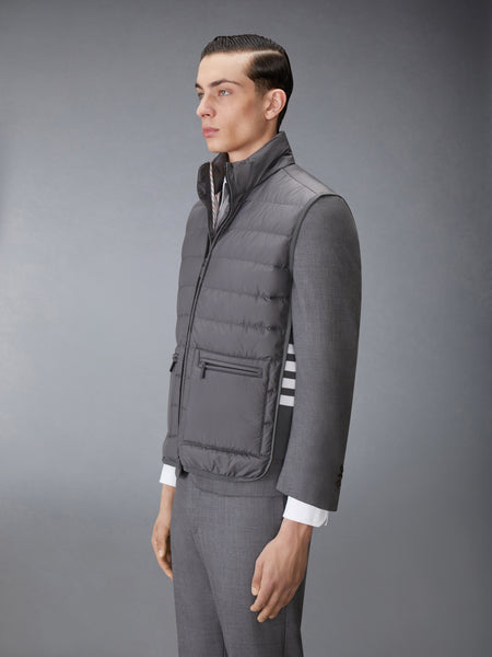 ULTRA LIGHT NYLON TECH FUNNEL NECK DOWN VEST DARK GREY