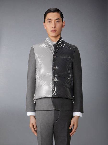 FUNMIX GLOSSY TECH DOWN FILL VEST LT GREY