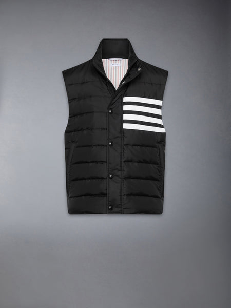 SHINY RIPSTOP LIGHTWEIGHT DOWN FILLED 4-BAR VEST BLACK