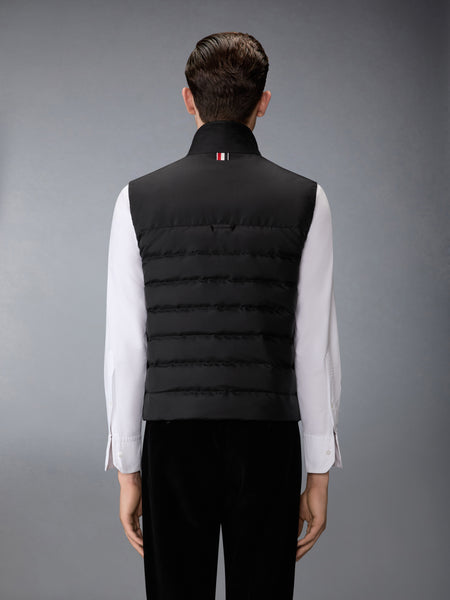 SHINY RIPSTOP LIGHTWEIGHT DOWN FILLED 4-BAR VEST BLACK