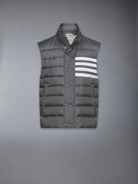 SHINY RIPSTOP LIGHTWEIGHT DOWN FILLED 4-BAR VEST DARK GREY