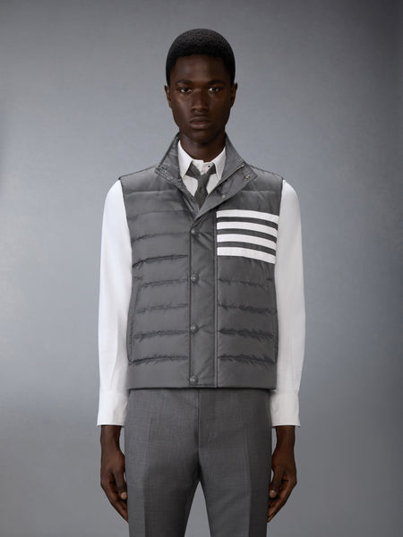 SHINY RIPSTOP LIGHTWEIGHT DOWN FILLED 4-BAR VEST DARK GREY