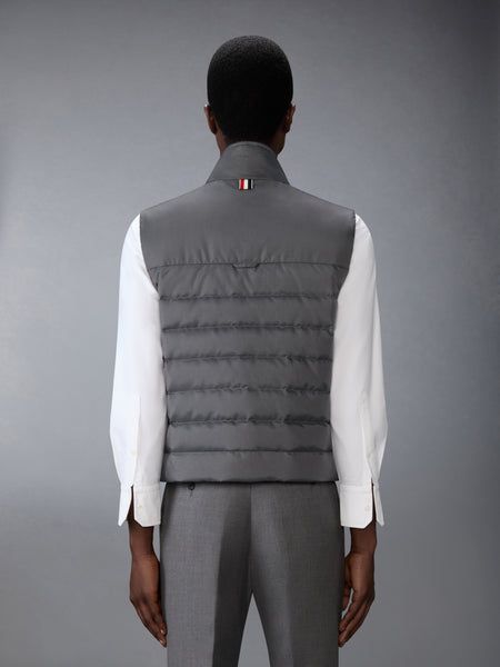SHINY RIPSTOP LIGHTWEIGHT DOWN FILLED 4-BAR VEST DARK GREY