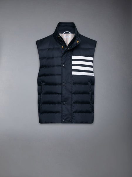 SHINY RIPSTOP LIGHTWEIGHT DOWN FILLED 4-BAR VEST NAVY