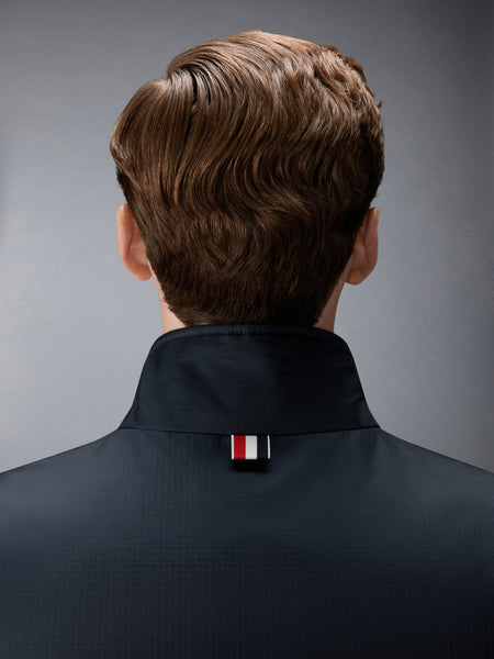 SHINY RIPSTOP LIGHTWEIGHT DOWN FILLED 4-BAR VEST NAVY