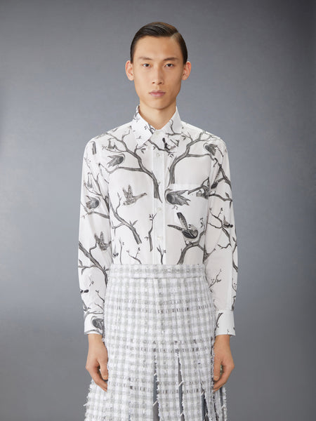 POPLIN BIRD TOILE PRINTED SHIRT WHITE