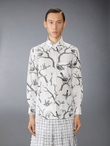 POPLIN BIRD TOILE PRINTED SHIRT WHITE