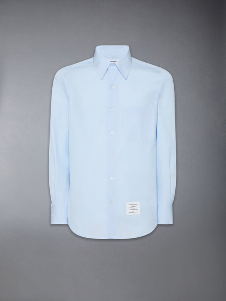 SOLID POPLIN TWIN NEEDLE CONTRAST TOPSTITCH SHIRT LIGHT BLUE