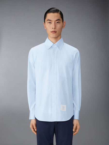 SOLID POPLIN TWIN NEEDLE CONTRAST TOPSTITCH SHIRT LIGHT BLUE