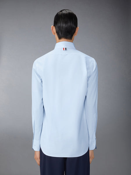SOLID POPLIN TWIN NEEDLE CONTRAST TOPSTITCH SHIRT LIGHT BLUE