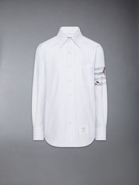 GEESE 4-BAR PINSTRIPE OXFORD SHIRT MEDIUM GREY