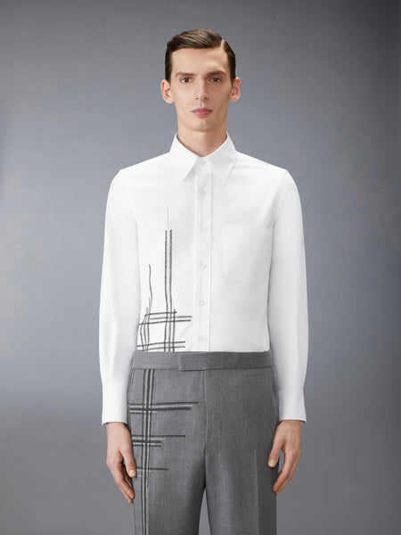 OXFORD BLANKET STITCH DEGRADE SHIRT WHITE
