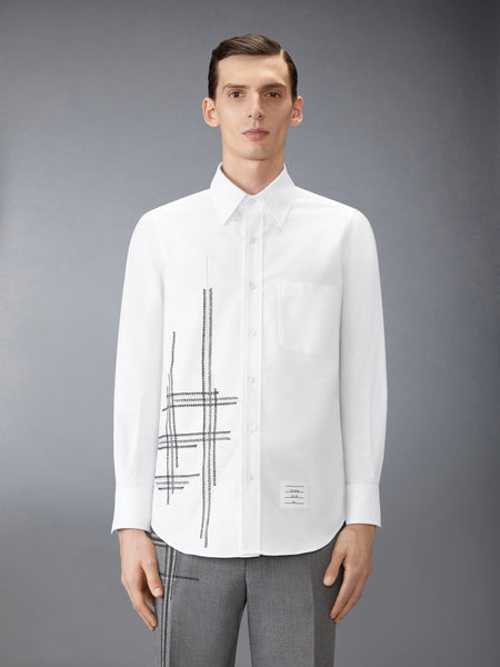 OXFORD BLANKET STITCH DEGRADE SHIRT WHITE