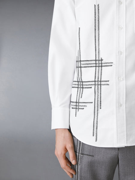 OXFORD BLANKET STITCH DEGRADE SHIRT WHITE