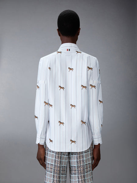 LUNAR NEW YEAR SATIN STITCH HORSE OXFORD SHIRT MEDIUM BLUE