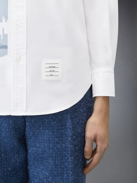 SCENIC SAILBOAT AND SHARK OXFORD SHIRT WHITE