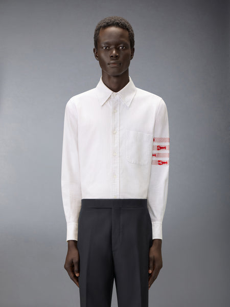 UNIVERSITY STRIPE 4-BAR LOBSTER OXFORD SHIRT MED GREY