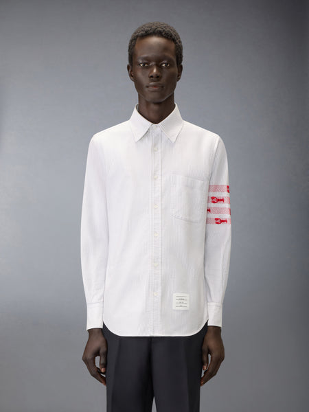 UNIVERSITY STRIPE 4-BAR LOBSTER OXFORD SHIRT MED GREY