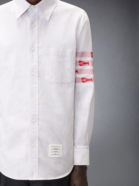 UNIVERSITY STRIPE 4-BAR LOBSTER OXFORD SHIRT MED GREY