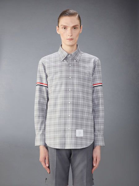 CHECK COTTON FLANNEL ARMBAND SHIRT MED GREY