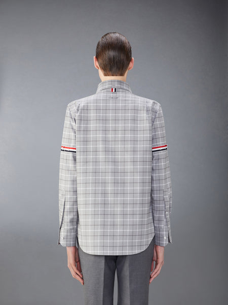 CHECK COTTON FLANNEL ARMBAND SHIRT MED GREY