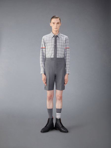 CHECK COTTON FLANNEL ARMBAND SHIRT MED GREY