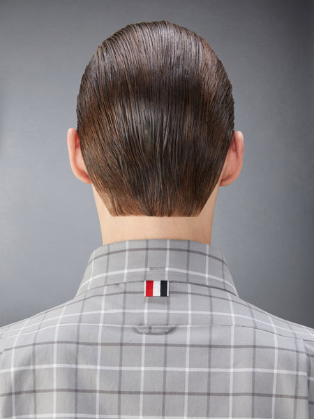 CHECK COTTON FLANNEL ARMBAND SHIRT MED GREY