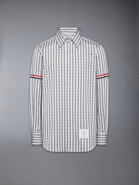 GINGHAM CHECK POPLIN ARMBAND SHIRT MEDIUM GREY