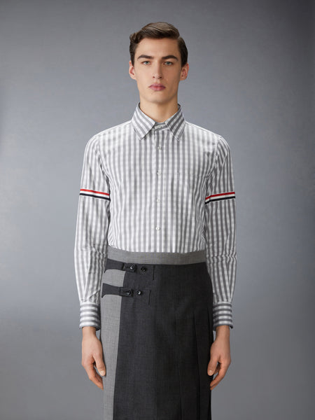 GINGHAM CHECK POPLIN ARMBAND SHIRT MEDIUM GREY