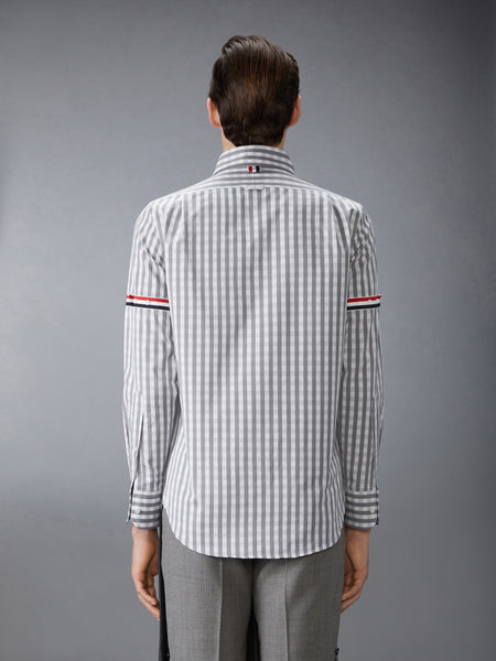 GINGHAM CHECK POPLIN ARMBAND SHIRT MEDIUM GREY