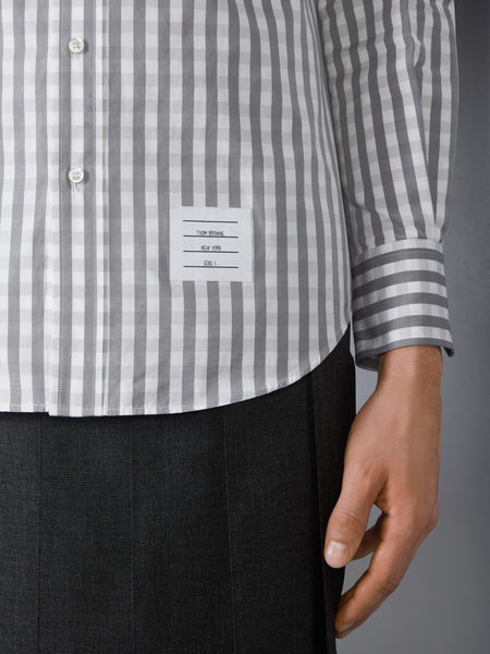 GINGHAM CHECK POPLIN ARMBAND SHIRT MEDIUM GREY