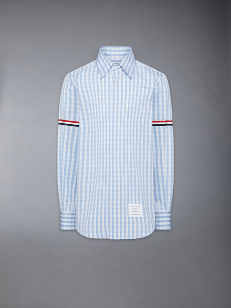 GINGHAM CHECK POPLIN ARMBAND SHIRT LIGHT BLUE
