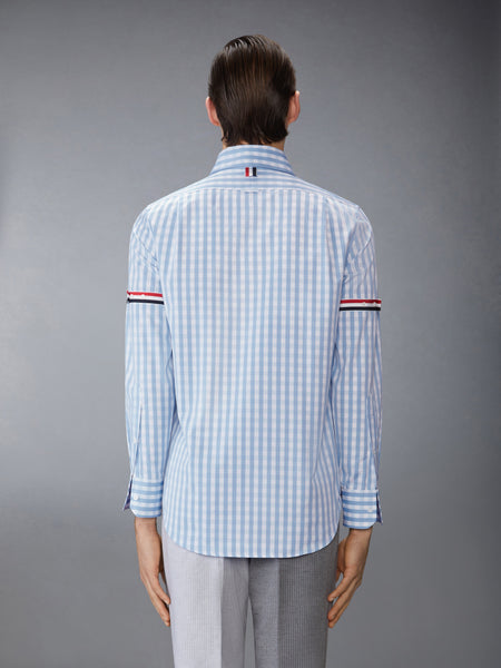 GINGHAM CHECK POPLIN ARMBAND SHIRT LIGHT BLUE