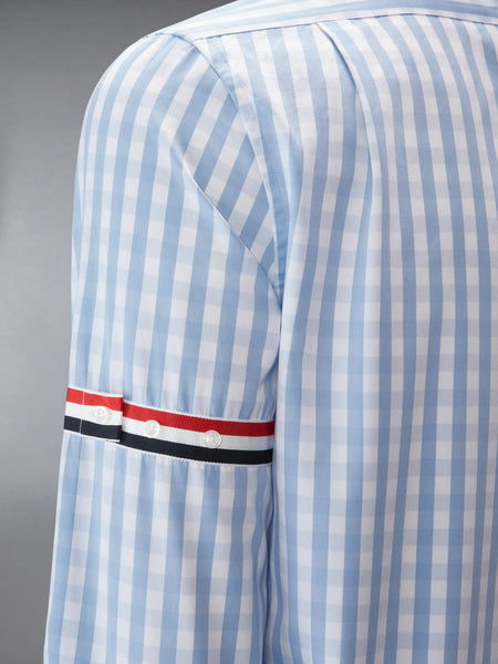GINGHAM CHECK POPLIN ARMBAND SHIRT LIGHT BLUE