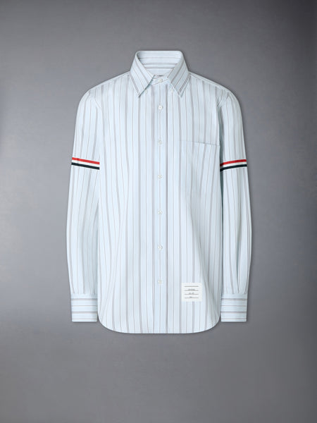 HAIRLINE STRIPE GROSGRAIN POPLIN ARMBAND SHIRT MED GREY