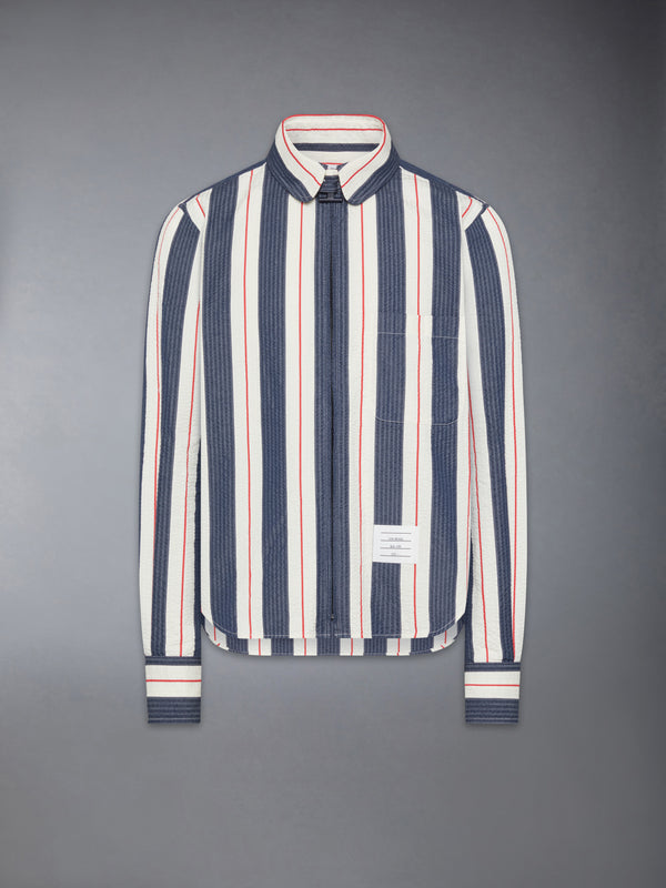 STRIPE SEERSUCKER ZIP UP SHIRT - featured image