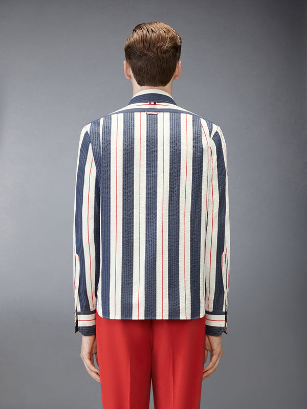 STRIPE SEERSUCKER ZIP UP SHIRT - image 2