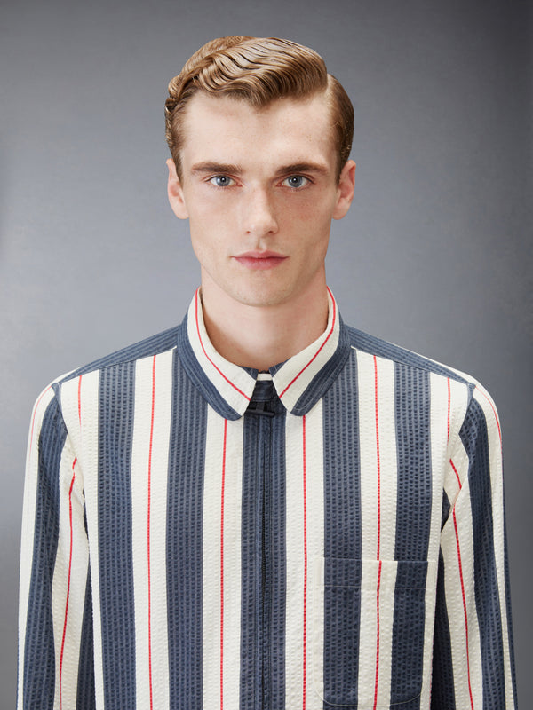 STRIPE SEERSUCKER ZIP UP SHIRT - image 5