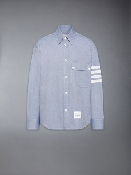 WOVEN FLANNEL 4-BAR OVERSIZED SHIRT LIGHT BLUE