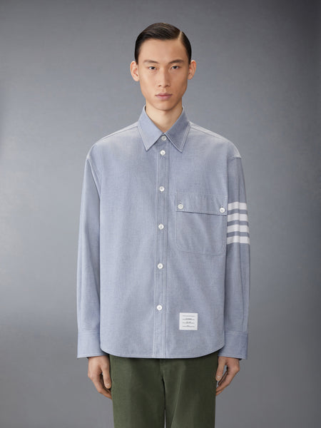 WOVEN FLANNEL 4-BAR OVERSIZED SHIRT LIGHT BLUE