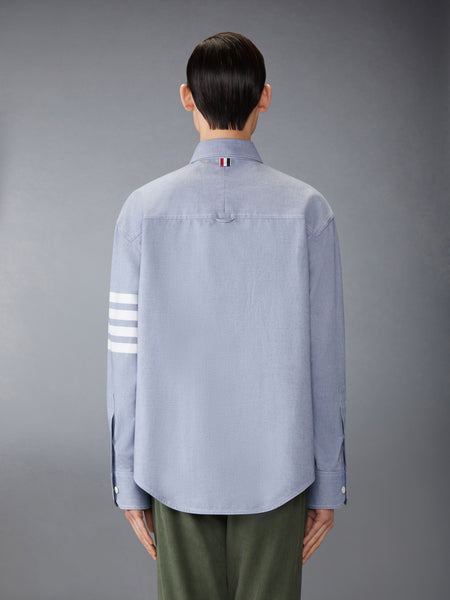 WOVEN FLANNEL 4-BAR OVERSIZED SHIRT LIGHT BLUE