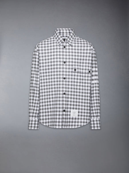 GINGHAM CHECK FLANNEL 4-BAR OVERSIZED SHIRT MEDIUM GREY