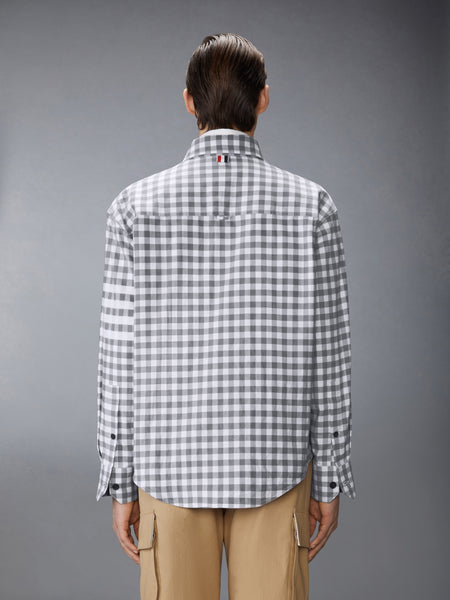 GINGHAM CHECK FLANNEL 4-BAR OVERSIZED SHIRT MEDIUM GREY