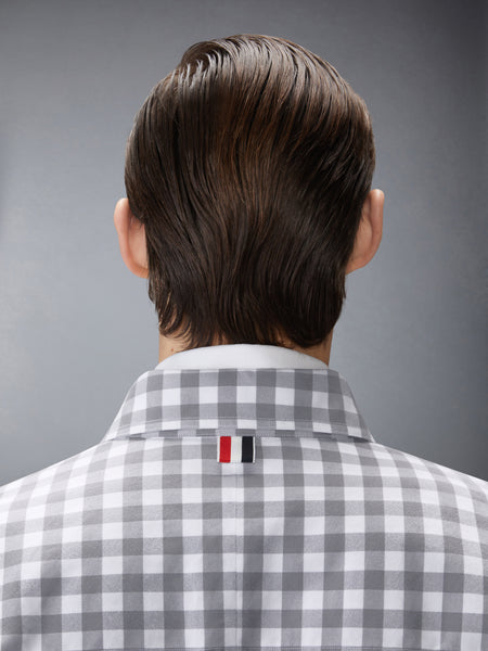 GINGHAM CHECK FLANNEL 4-BAR OVERSIZED SHIRT MEDIUM GREY