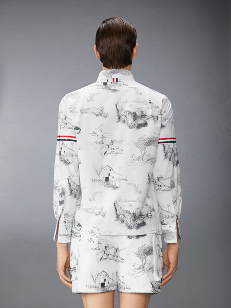SCENIC TOILE COTTON POPLIN UTILITY ARMBAND SHIRT BLACK/WHITE