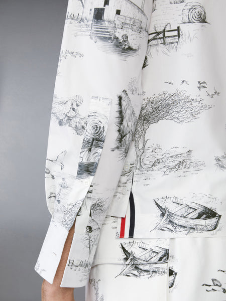 SCENIC TOILE COTTON POPLIN UTILITY ARMBAND SHIRT BLACK/WHITE